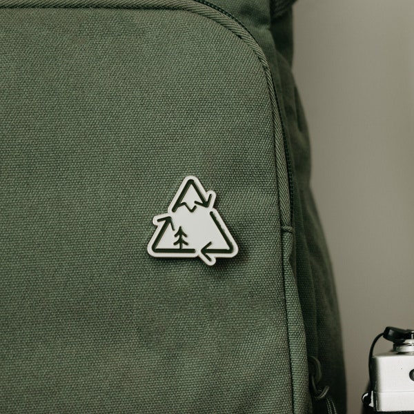 ECO Recycle Mountain Enamel Pin | Reduce, Reuse, Recycle | Backpack, Travel, Mountains, Tree, Gift, Jacket, Shirt, Hat, Photographer