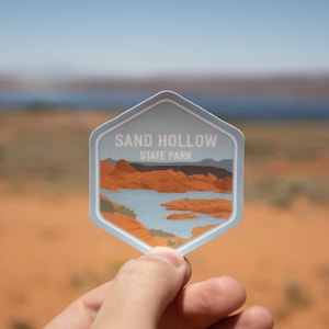 Sticker van het staatspark in het zand | Saint George, Washington County, Zuid-Utah, souvenir, vinyl, sticker, waterdicht, sticker meerboot