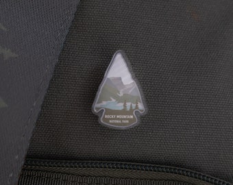 Acrylic Pin Rocky Mountain National Park | Colorado Souvenir, Arrowhead, Backpack, Gift, Jacket, Shirt, Hat, Photographer, NP Travel Gifts