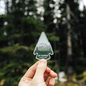 Mount Rainier National Park Sticker | PNW Washington State Souvenir, Arrowhead, Vinyl, Decal, Bumper, Laptop, Hiking, Travel, Water Bottle