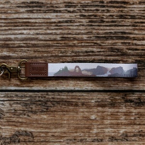 Llavero de pulsera del Parque Nacional en color, extremos de cuero vegano, llavero, llavero, llavero, cordón, clip de llave, regalos para él/ella