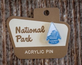 Acrylic Pin Yosemite National Park | Half Dome, California State Souvenir, Arrowhead, Backpack, Gift, Jacket, Shirt, Hat, Photographer