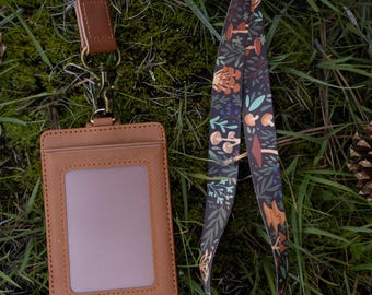 Forest Foliage Neck Lanyard - Mushroom, Plant, Botanical, Berries | Great for ID Holder, Event Pass, Key Fob | Gift for Teacher, Nurse.