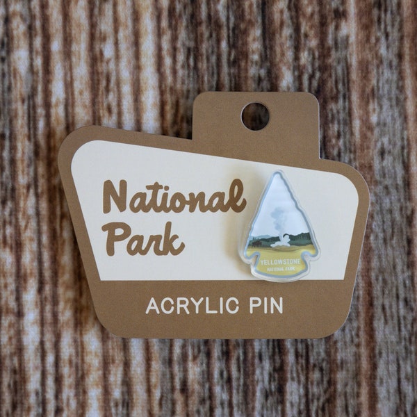 Acrylic Pin Yellowstone National Park | Wyoming State Souvenir, Arrowhead, Backpack, Travel Gifts