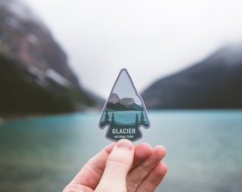 Glacier National Park Sticker | Montana Souvenir, Arrowhead, Vinyl Die Cut, Decal, Durable, Waterproof, Scratch Resistant, Window, Laptop