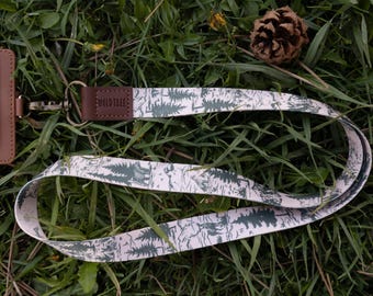 Neck Lanyard - Woodland Landscape - Mountains, Trees, Forrest, Wildlife, Wilderness Pattern | Great for ID Holder, Key Fob, Phone Holder