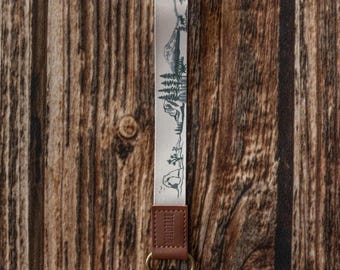 National Park Wristlet Keychain, Vegan Leather Ends, Key Fob, Key Holder, Key Ring, Lanyard, Key Clip, Gifts for Him/Her