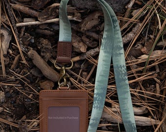 Neck Lanyard - Foggy Forest - Misty Treeline Printed in Green long Lanyard for Badge ID Holder, Key Fob | Nature Aesthetic, Gift for Him/Her