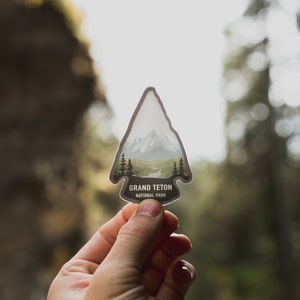 Grand Teton National Park Sticker | Wyoming State Souvenir, Arrowhead, Vinyl, Decal, Bumper, Laptop, Hiking, Travel, Water Bottle, Durable