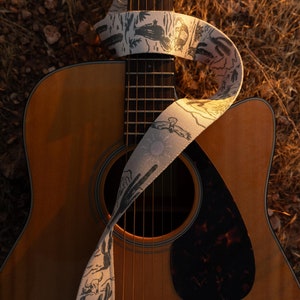 Tracolla per chitarra Western Landscape - Stampa cactus, deserto, montagne, fauna selvatica, ossa, natura, basso, elettrico, accessori acustici, tracolla