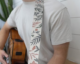 Guitar Strap Moody Flower, Roses, Floral, Plants, Outdoors, Nature, Brown, Bass, Electric, Acoustic Accessories, Crossbody