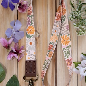 Sonnenuntergang Blumenmuster Halsband mit brauner oder schwarzer ID Ausweishalter Option