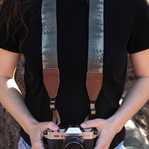 Foggy Forest Camera Strap Featuring Moody Pine Trees and Mountains - Nature Landscape printed - Photography Accessory, Comfortable Backing