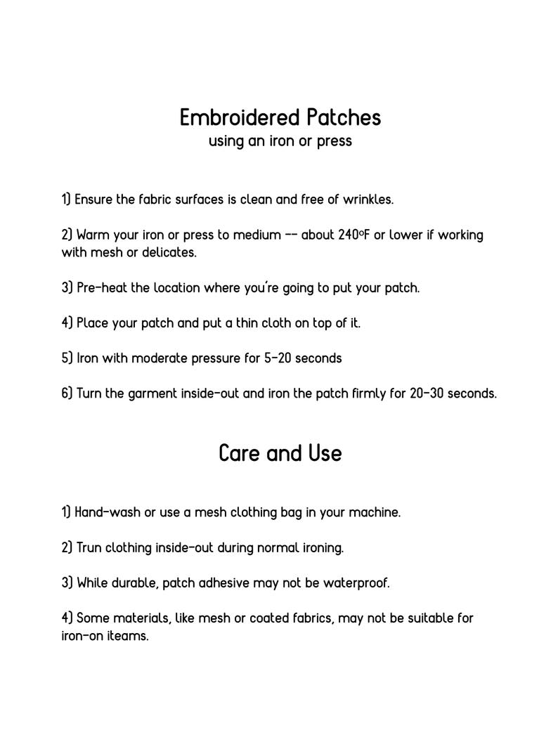 Patch instructions