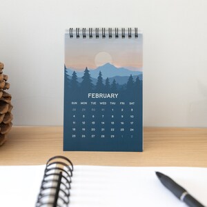 2024 Calendar Desk Size 4 x 6, Illustrated Landscapes Desk Decor, Biomes, Minimilistic, lofi, Outdoors, Soothing, calm image 5