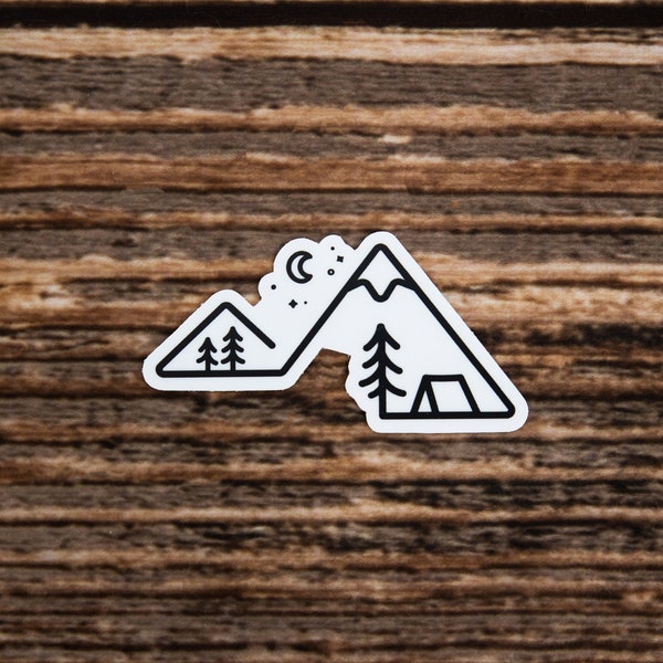 Minimalist line art Mountain Sticker