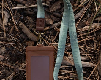 Neck Lanyard - Foggy Forest - Misty Treeline Printed in Green long Lanyard for Badge ID Holder, Key Fob | Nature Aesthetic, Gift for Him/Her