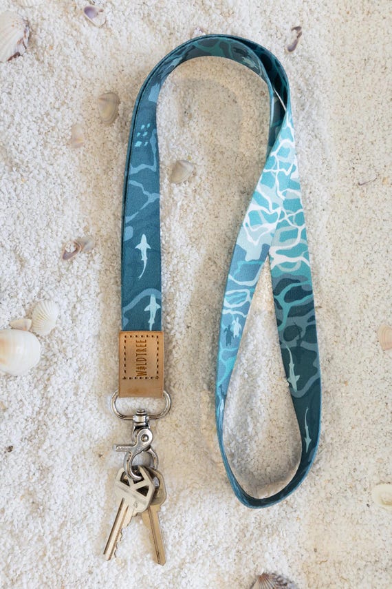 thumbnail image 2 of Sea Life Lanyard – Ocean Blue With Whales, Sharks, Turtles – 19 Inch ID Neck Strap 2 of 5