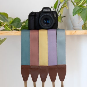 Colored Camera Strap Assortment, Pink, Blue, Purple, Yellow, Perfect Gift for Photographer, Camera Holder, Vegan Leather, Neck or Crossbody