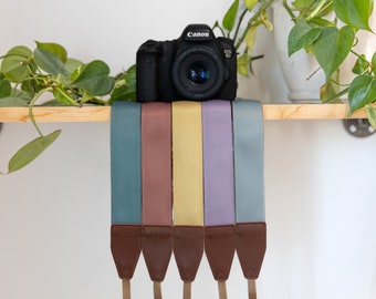 Colored Camera Strap Assortment, Pink, Blue, Purple, Yellow, Perfect Gift for Photographer, Camera Holder, Vegan Leather, Neck or Crossbody