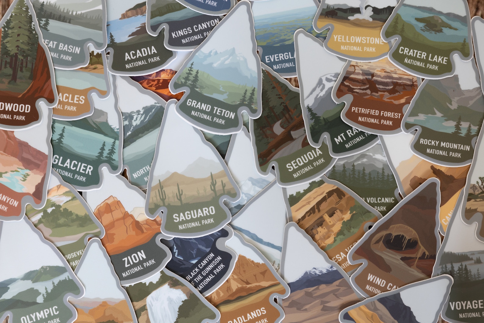 National Park Sticker Pack, Mix and Match 3, 5, 10, 15, 20 Arrowhead ...