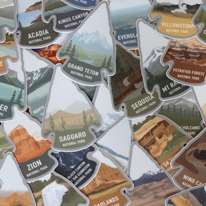 National Park Sticker Pack ABGESCHLOSSEN US Set, Mix and Match 3, 5, 10, 15, 20 | Pfeilspitze, Vinyl Die Cut, Aufkleber, Souvenir, Fenster, Auto