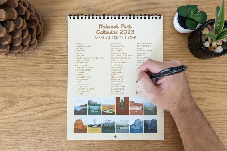 National Park Wall Calendar 2023 NP Travel Checklist 11 X - Etsy