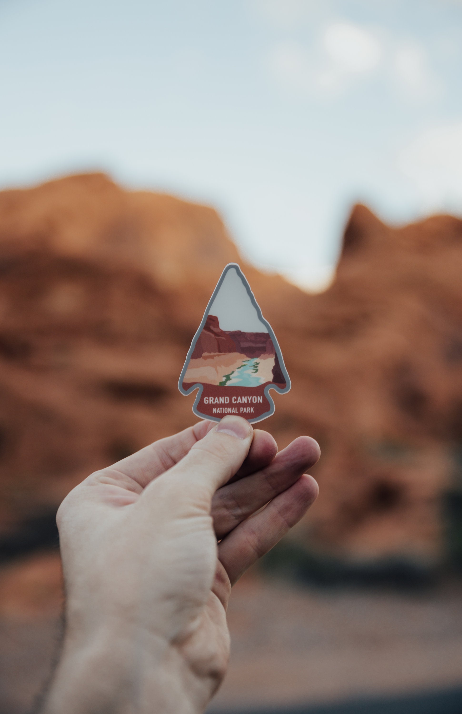 Grand Canyon National Park Sticker, Arizona State Souvenir, Arrowhead, Vinyl, Decal, Bumper, Window, Laptop, Hiking, Water Bottle