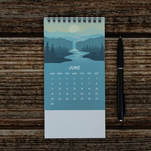 2024 Calendar Desk Size 4 x 6, Illustrated Landscapes Desk Decor, Biomes, Minimilistic, lofi, Outdoors, Soothing, calm image 6