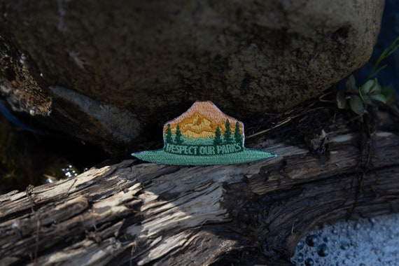 Park Ranger Hat Patch National Park Sunset Landscape Woven Iron-on or Sew-on Outdoor patch Respect our Parks, Trees, Mountains Park Services