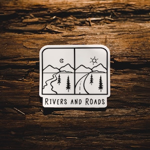 Pegatina de ríos y caminos / Pegatina de viaje divertido y alegre, inspiración para la aventura, hippie, letra de canción, vinilo, calcomanía, parachoques, computadora portátil, botella de agua