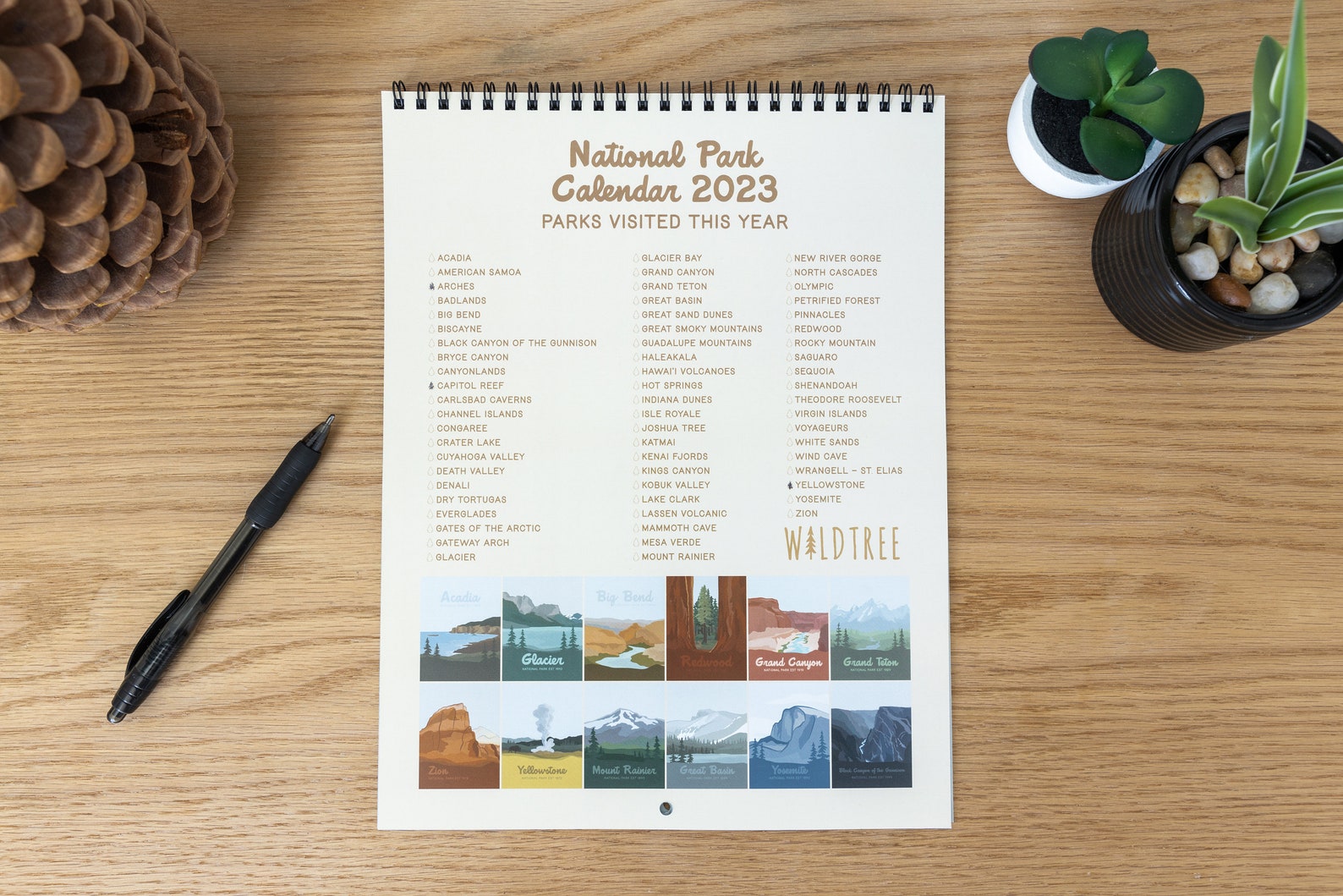 national-park-wall-calendar-2023-np-travel-checklist-11-x-etsy