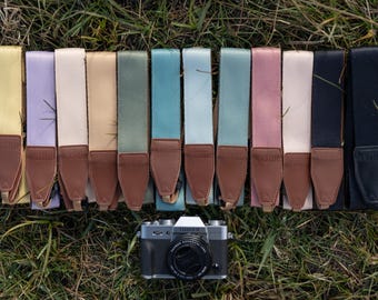 Colored Camera Strap Assortment. 11 Color Options, Gift for Photographer, Camera Holder, Vegan Leather, Crossbody, Neck Strap