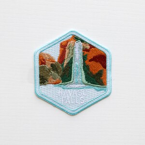 Havasu Falls Patch. Hexagon shaped with design of Havasu falls. Words at bottom "Havasu Falls"