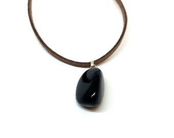 Black Tourmaline Tumbled Pendant