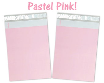 9x12 Pastel Pink Flat Poly Mailers, Self Sealing adhesive shipping Mailers, Colorful Design Mail bags, USPS, Fedex, UPS Approved Light pink