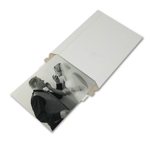 Paquete de 100 sobres de cartón kraft de 6 x 8 pulgadas que se mantienen planos, sobres rígidos blancos de calidad, sobres planos para fotografías de 5 x 7 pulgadas, lengüeta desprendible con autosellado, envío sin dobleces