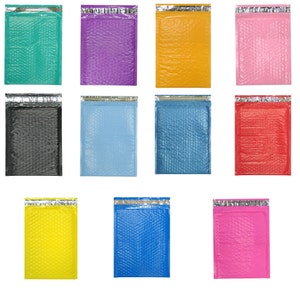 20 Pack 8.5x12 Colored Poly Bubble Mailers, Pink, Purple Teal Green, Blue, Protective Fun Padded envelopes, Self Seal Adhesive Shipping Bags image 4