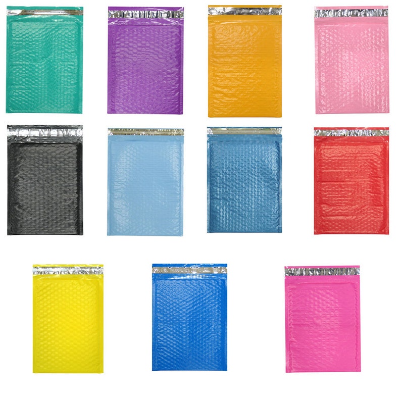 20 Pack 8.5x12 Colored Poly Bubble Mailers, Pink, Purple Teal Green, Blue, Protective Fun Padded envelopes, Self Seal Adhesive Shipping Bags image 4