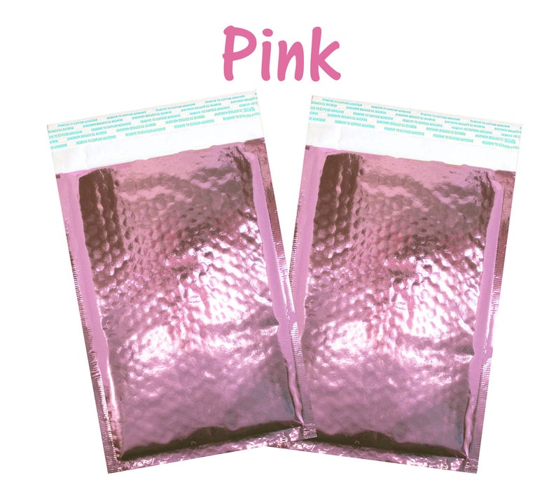 Teal Hologram or Black Padded Colorful Mirrored Self Sealing Rigid Envelope Mailers Gold 60 Pack 4x8 Metallic Bubble Mailers Combo Pink