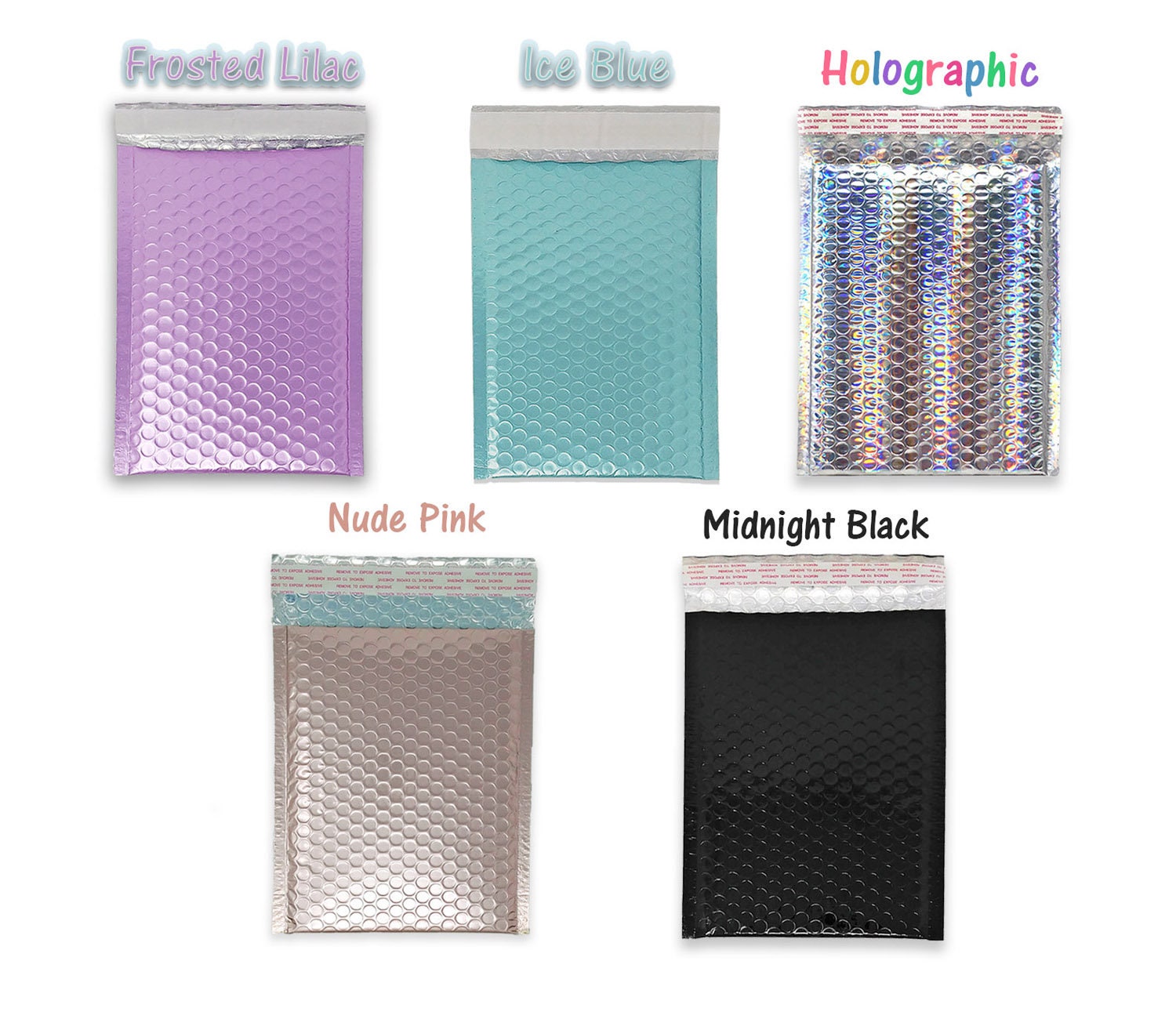 You Choose 5 Colors 6x9 Bubble Padded Mailers 6x10 Metallic Shipping Envelopes 