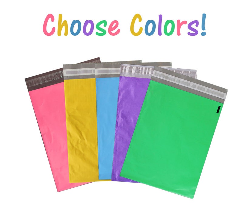 100 Pack 6x9 Colored Flat Poly Mailers Self Sealing Adhesive Etsy