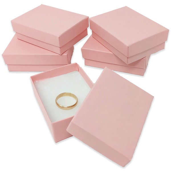 EE.UU.- Rosa pastel 3x2x1 pulgadas algodón relleno presentación joyería cajas de regalo de papel exhibición de regalo de venta al por menor anillo de artesanía, pulseras, diseño rosa almacenamiento