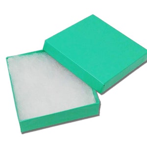 Pacote com 10 caixas de joias de algodão azul-petróleo de 3,5" x 3,5" x 1" polegadas, apresentação de presente de papel, armazenamento de artesanato, caixa de brincos e colares