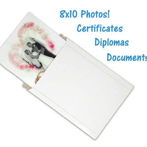 Paquet de 5 enveloppes plates qui restent 9 x 11,5 po., enveloppes rigides blanches de qualité, feuilles plates pour photos 8 x 10 po., enveloppes autocollantes pour certificats en carton kraft