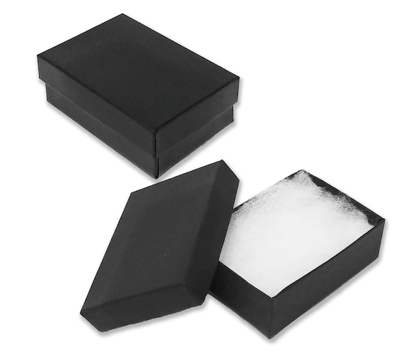 100 Matte Black 3.25x2.25x1 Cotton Filled Presentation Jewelry Boxes, Paper  Gift Display Retail Craft Storage Ring, Pin and Earring Boxes 