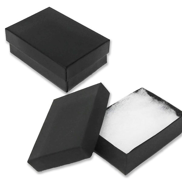 20 Matte Black 3.25"x2.25"x1" Cotton Filled Presentation Jewelry Boxes, Paper Gift Display Retail Craft Storage Ring, Pin and Earring Boxes