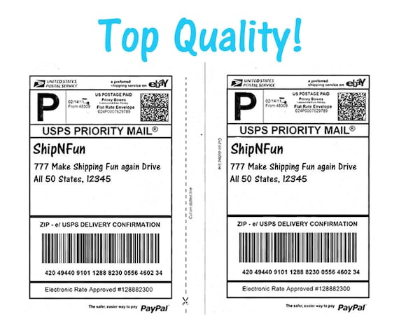 100 Shipping Labels Top Quality Jam Free, 2 Labels per Sheet for