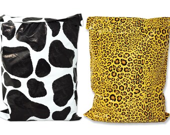 Farmland Safari Combo! Cow, Leopard Print Design 10x13 inch Poly Mailers, Self Seal Shipping Mailing USPS, UPS, FEDEX Approved Fun Mail bags