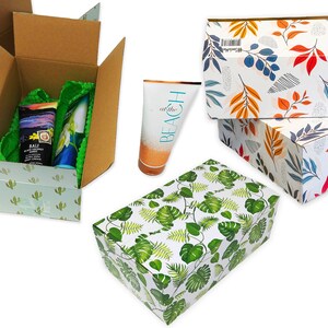 10x6x4 pulgadas hojas de otoño, palmera de hoja de plátano, cajas de regalo de cartón de diseño de cactus de menta, cajas de favor de envío, regalos, combo fuerte de 32 libras